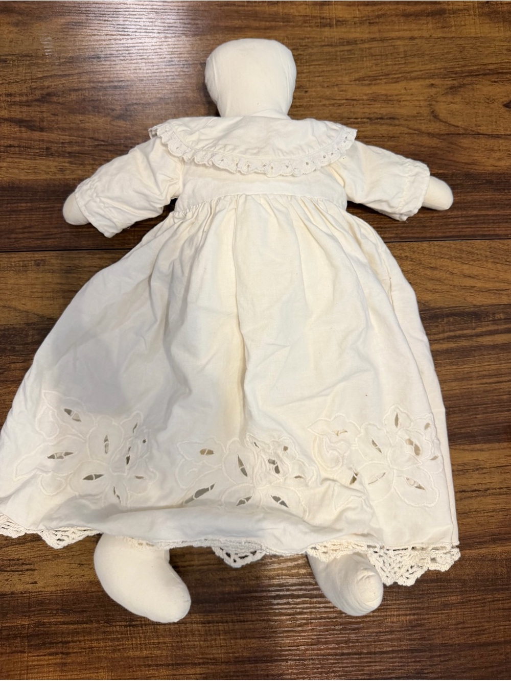 Ivory Cotton Handmade 18” Doll & Pillowcase Dress - Soft Doll
